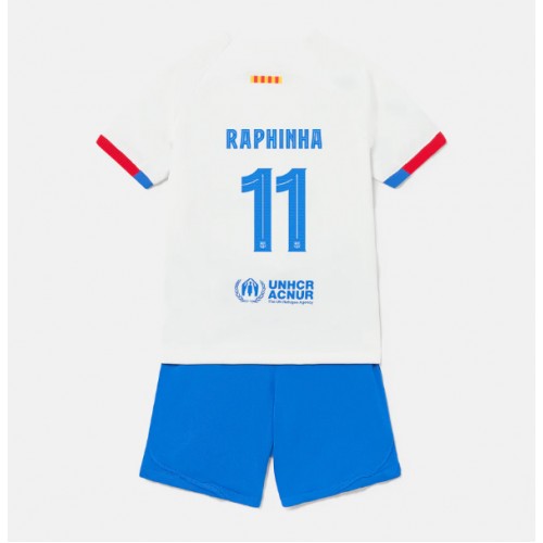 Maillot de foot Barcelona Raphinha Belloli #11 Extérieur enfant 2023-24 Manches Courte (+ pantalon court)